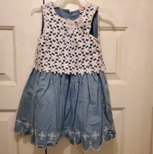 White and Denim Girls Dress